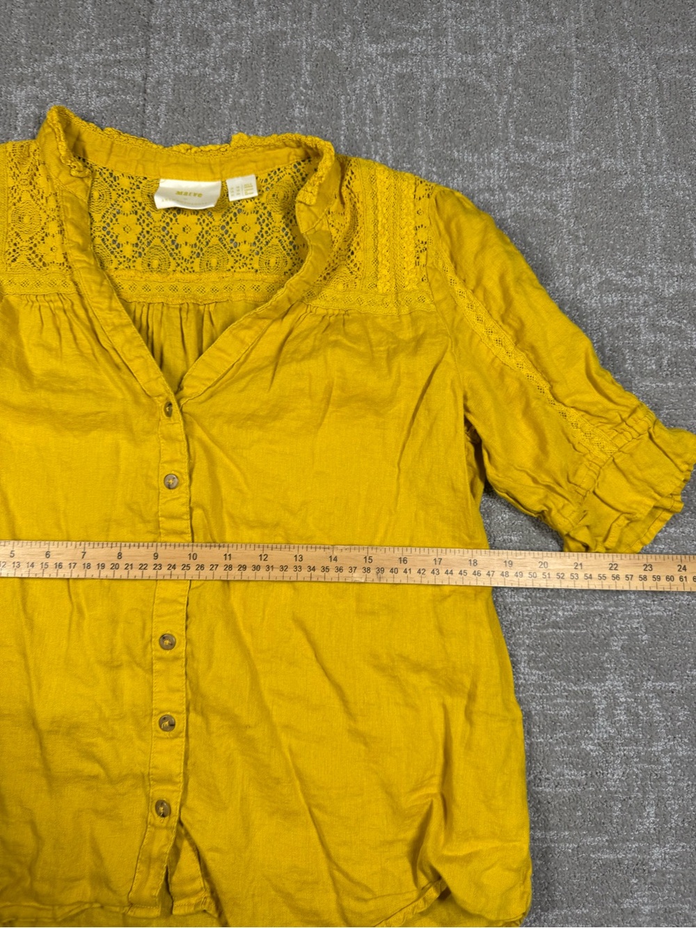 Anthropologie Maeve Magritte Linen Button Down Blouse Top Size 12 - Picture 5 of 8